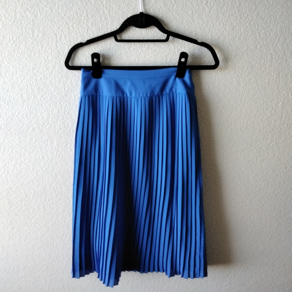 J. Crew Pleated Electric Blue Midi Skirt Size 4